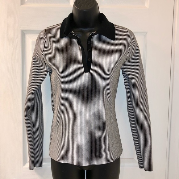 Striped Bandage Collared Top - Picture 3 of 12